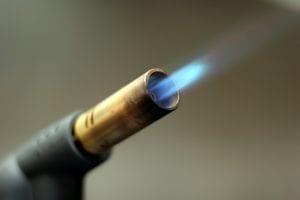 Blow torch with flames